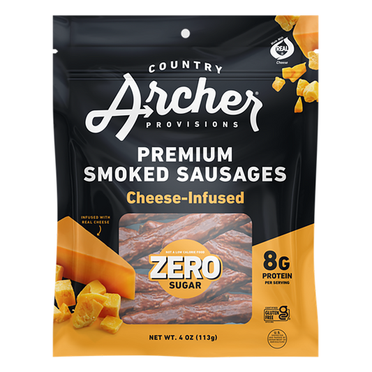 10PK ZERO SUGAR CHEESE-INFUSED SMOKED SAUSAGES DISPLAY