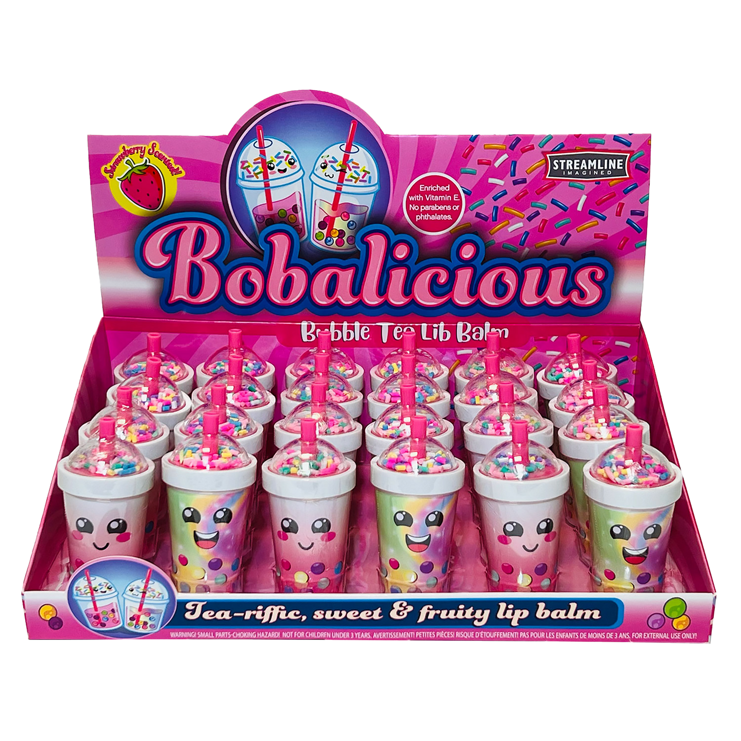 24PC BOBALICIOUS BUBBLE TEA LIP BALM DISPLAY